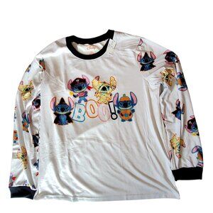 Disney Lilo & Stitch Boo Halloween Pajama Set Long Sleeve Shirt & Pants Size L